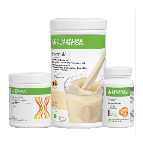 Herbalife Formula 1 Afresh Energy Drink & Protein Powder Combo, 3 Piece(s)/Pack French Vanilla + Elaichi + Unflavoured