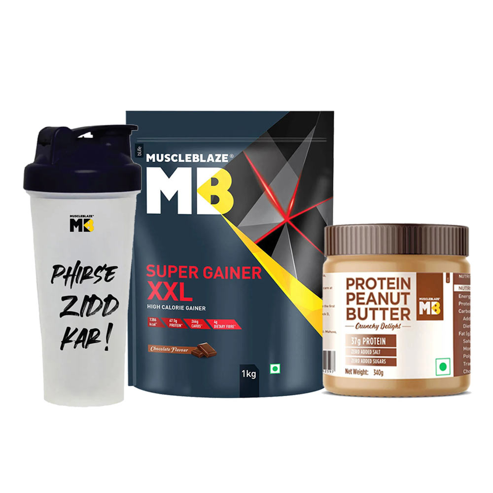 MuscleBlaze High Protein Peanut Butter & Super Gainer & Shaker Combo