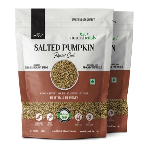 1 - NourishVitals Salted Pumpkin Roasted Seeds,  Unflavoured (Pack of 2)  200 g 