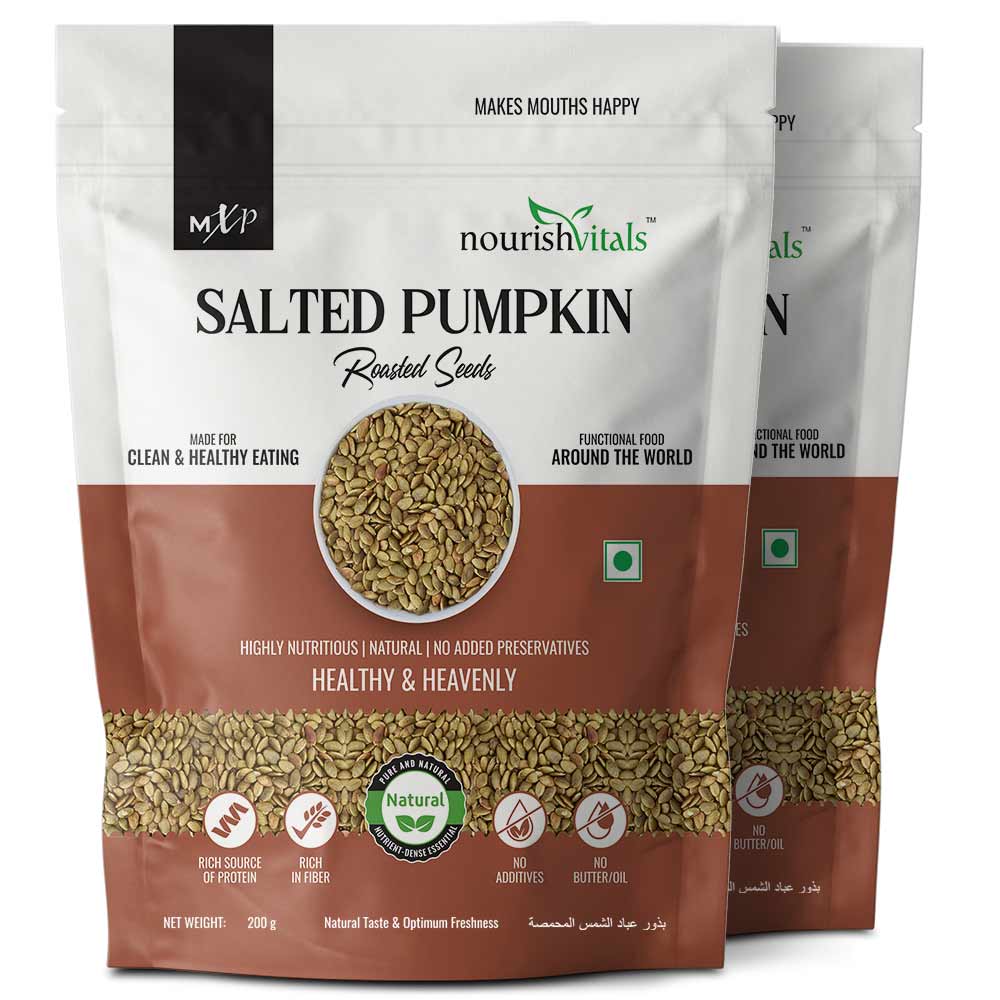 1 - NourishVitals Salted Pumpkin Roasted Seeds,  Unflavoured (Pack of 2)  200 g 