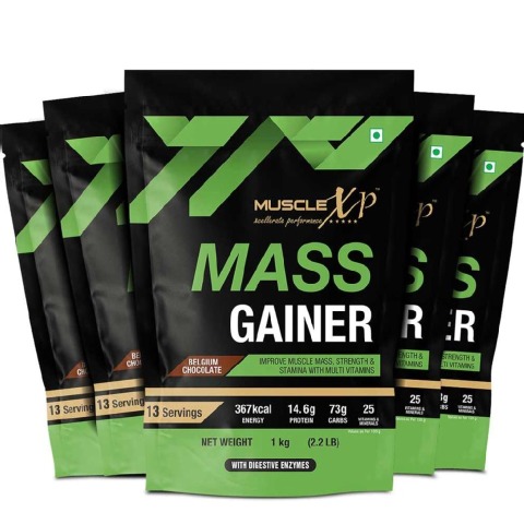 1 - MuscleXP Mass Gainer, 2.2 lb Belgium Chocolate (Pack of 5)