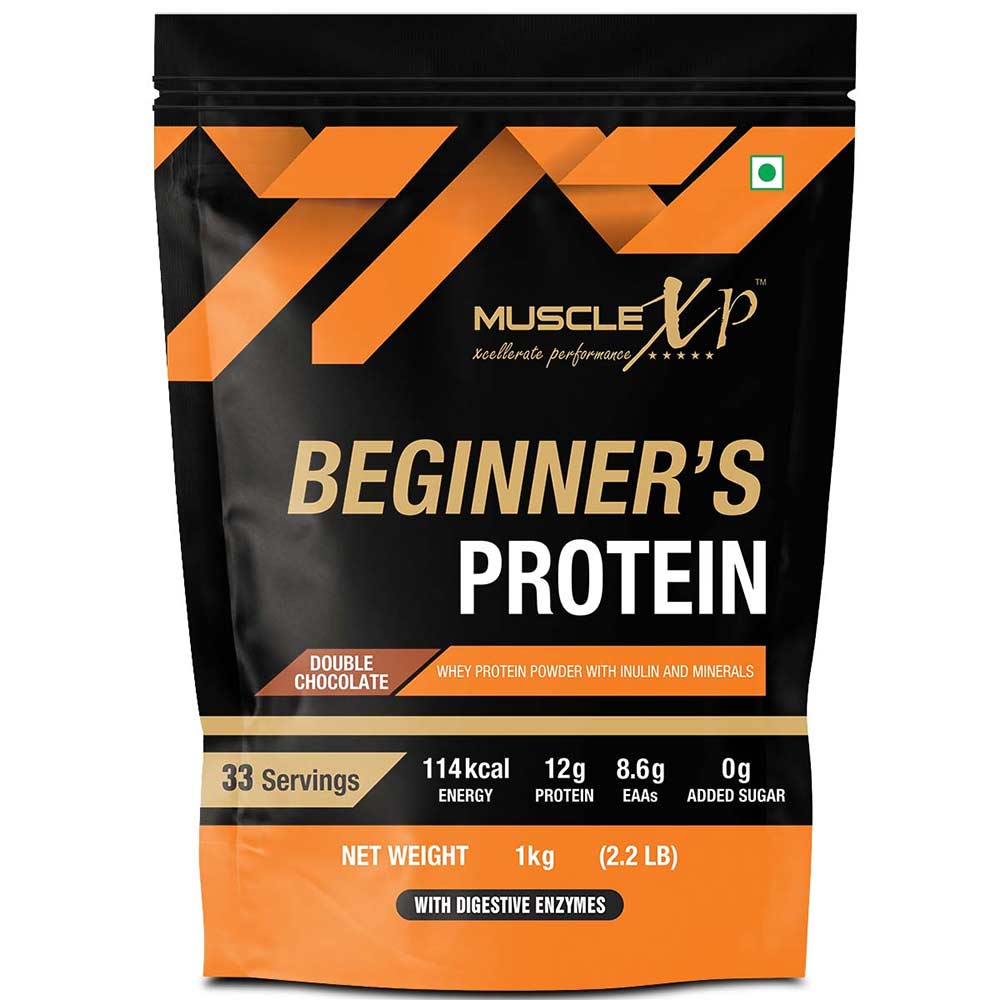 2 - MuscleXP Beginner's Protein with Digestive Enzymes,  2.2 lb  Double Chocolate (Pack of 3) 