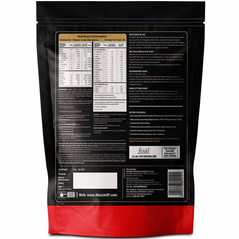 2 - MuscleXP 100% Whey Protein with Digestive Enzyme,  2.2 lb  Fruit Berry 