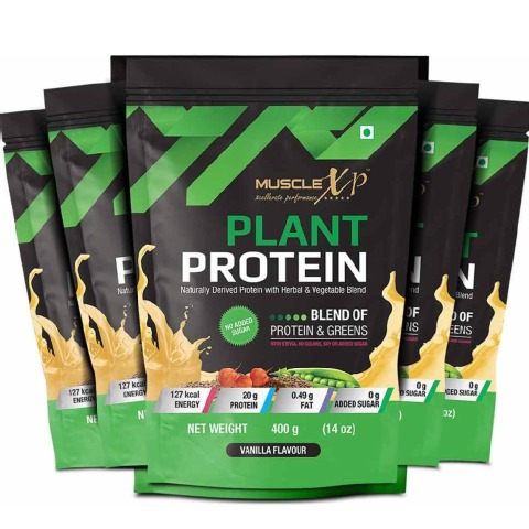 1 - MuscleXP Plant Protein with Herbal and Vegetable Blend, 0.44 lb Vanilla (Pack of 5)