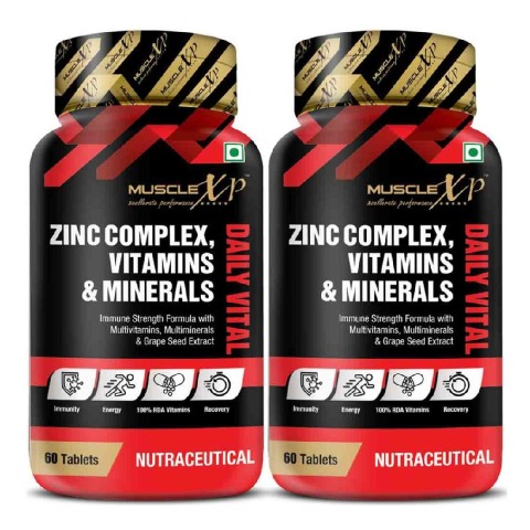 1 - MuscleXP Zinc Complex Vitamins & Minerals Daily Vital - Pack of 2,  60 tablet(s) 