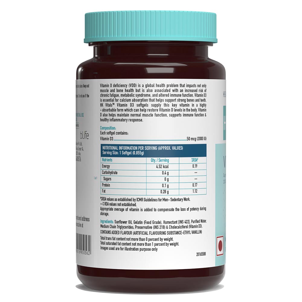 HealthKart Vitamin D3, 60 Softgels Online Best Price in India HealthKart