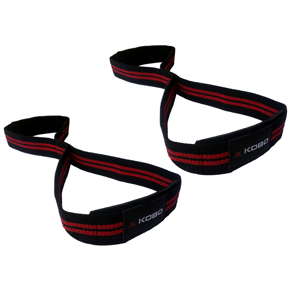 KOBO Figure 8 Neoprene-Padded Lifting Straps (WTA-33),  Red  Free Size 