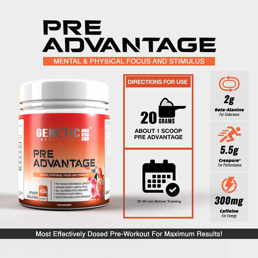4 - Genetic Nutrition Pre Advatage,  0.88 lb  Berry Blast 