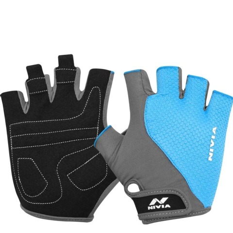 1 - Nivia Coral Sports Gloves, Sky Blue/Grey Small