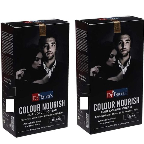 Dr Batra's Colour Nourish Hair Colour Cream,  60 ml  Black (Pack of 2) 