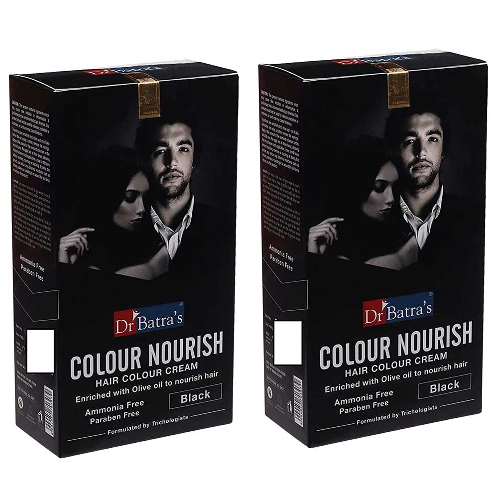 Dr Batra's Colour Nourish Hair Colour Cream,  60 ml  Black (Pack of 2) 