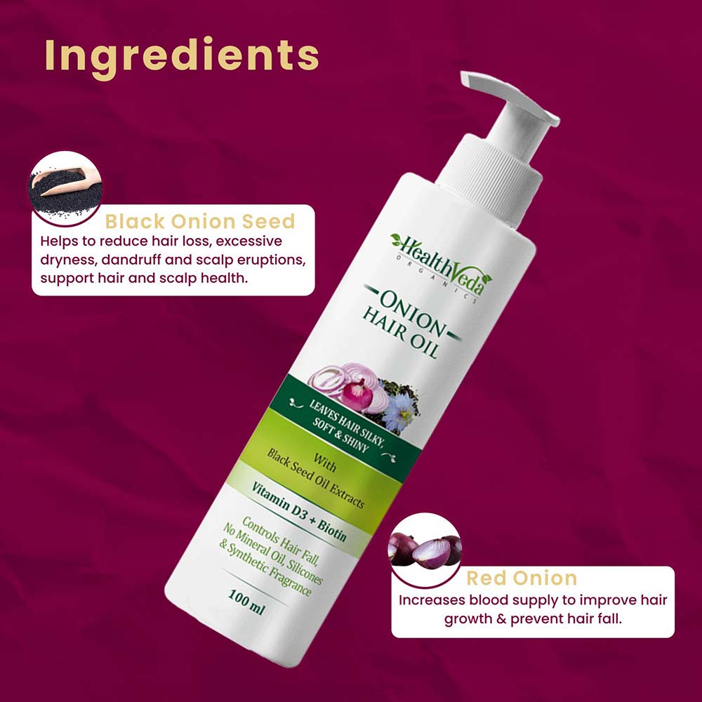 3 - Health Veda Organics Onion Hair Oil,  100 ml  for All Hair Type 