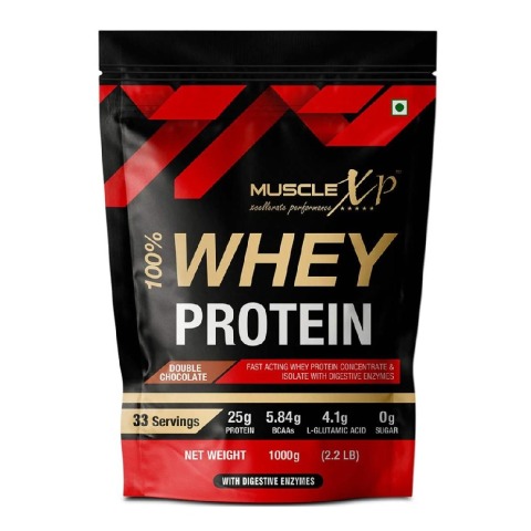 1 - MuscleXP 100% Whey Protein with Digestive Enzyme, 2.2 lb Double Chocolate