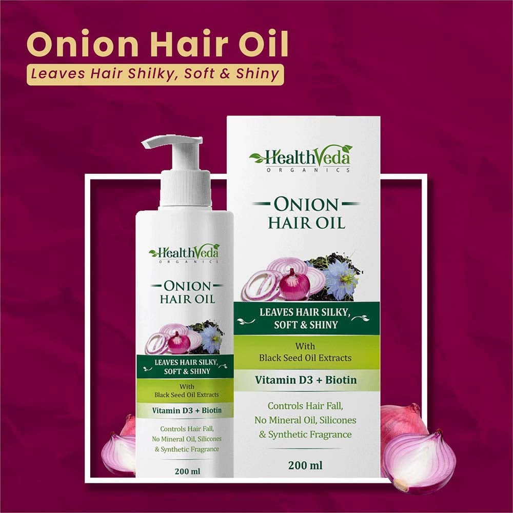 6 - Health Veda Organics Onion Hair Oil,  200 ml  for All Hair Type 