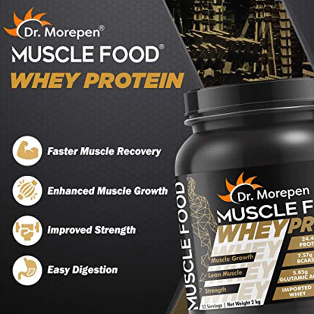 4 - Dr. Morepen Muscle Food Whey Protein,  4.4 lb  Double Chocolate 