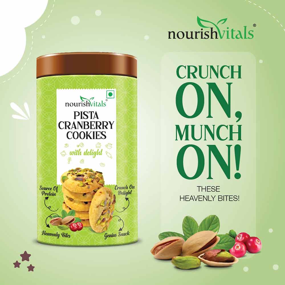 2 - NourishVitals Cookies,  0.120 kg  Pista Cranberry+Cocount Combo 