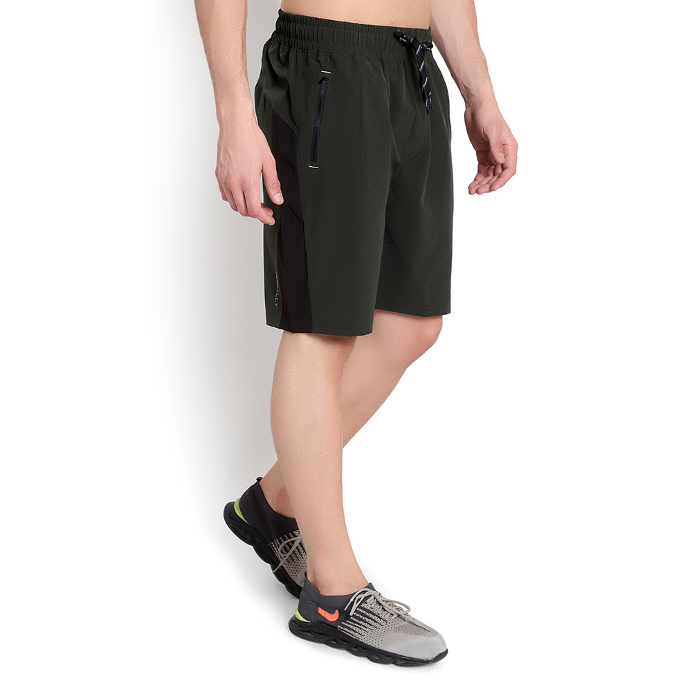 2 - John Ally Dry-Fit Gym Workout Shorts with Zipper Pockets,  Medium  Dark Olive Green 
