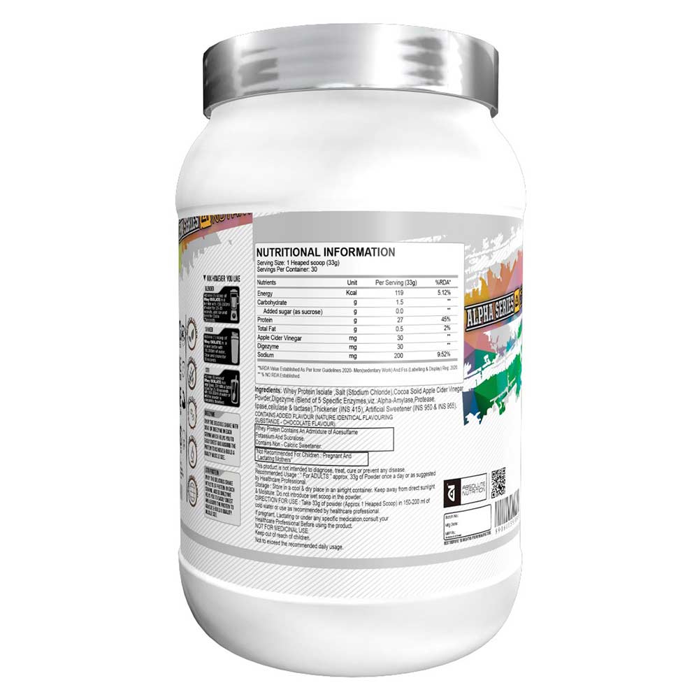 2 - Absolute Nutrition Alpha Whey Isolate Protein,  2.2 lb  Chocolate Paradise 