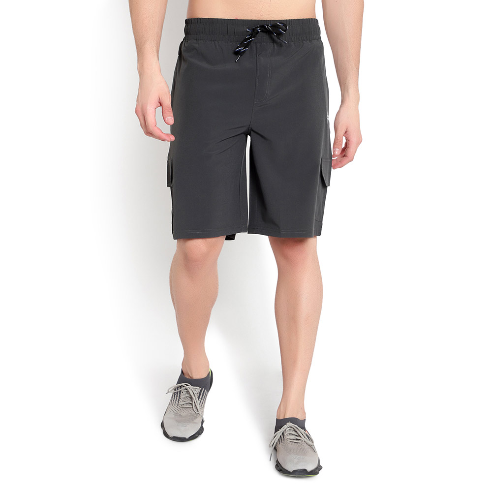 2 - John Ally Dry-Fit Gym Workout Shorts with Zipper Pockets & Cargo Deep Pockets,  Medium  Gunmetal Grey 