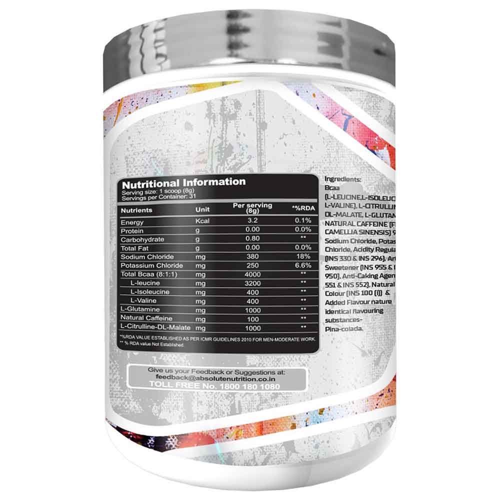 4 - Absolute Nutrition Knockout Series Drift BCAA 8:1:1,  0.55 lb  31 Servings  Pina Colada 