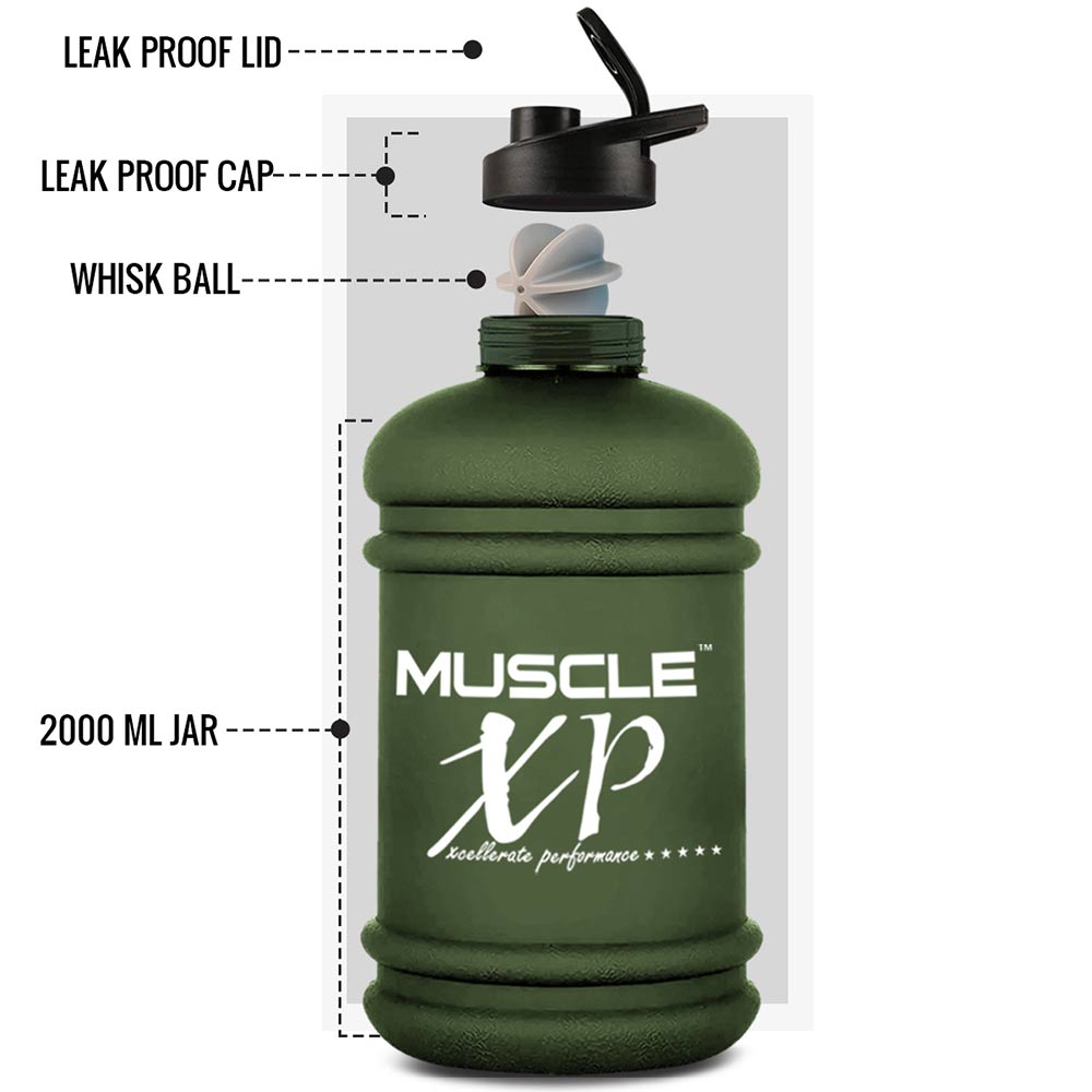2 - MuscleXP BoldXP Gallon Water Bottle,  Military Green  2.2 L 