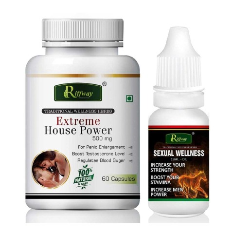 1 - Riffway Extreme House Power 60 Capsules & Sexual Wellness Oil 15 ml Combo,  2 Piece(s)/Pack 