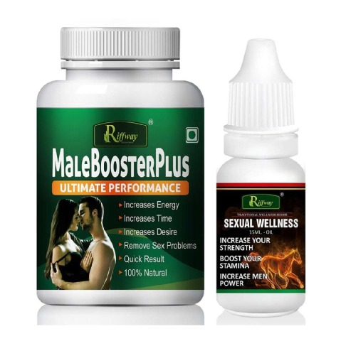 1 - Riffway Male Booster Plus 60 Capsules & Sexual Wellness Oil 15 ml Combo,  2 Piece(s)/Pack 