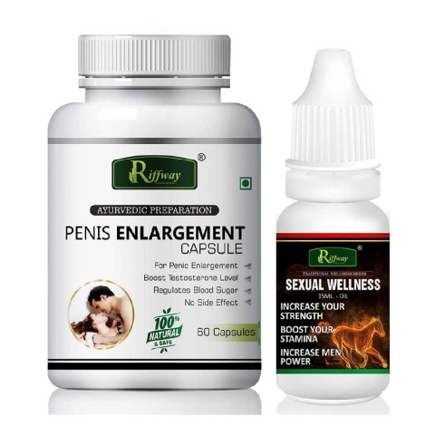 1 - Riffway Penis Enlargement 60 Capsules & Sexual Wellness Oil 15 ml Combo,  2 Piece(s)/Pack 