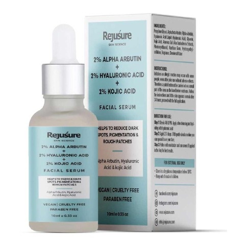 1 - Rejusure Alpha Arbutin + Hyaluronic Acid + Kojic Acid Face Serum,  10 ml  for Dry & Sensitive Skin 