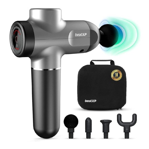 1 - beatXP Flash Deep Tissue Massage Gun,  Glossy Silver 