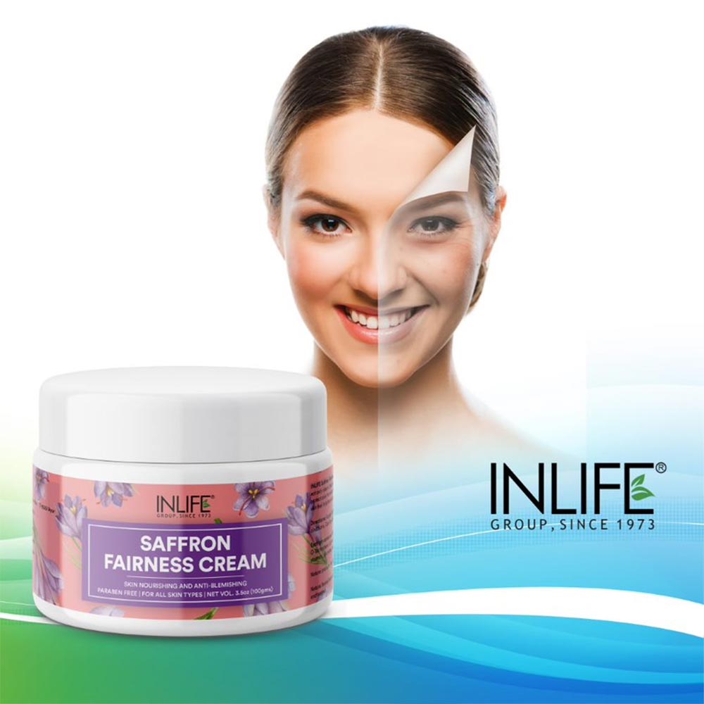4 - INLIFE Saffron Fairness Cream,  100 g  for All Skin Types 