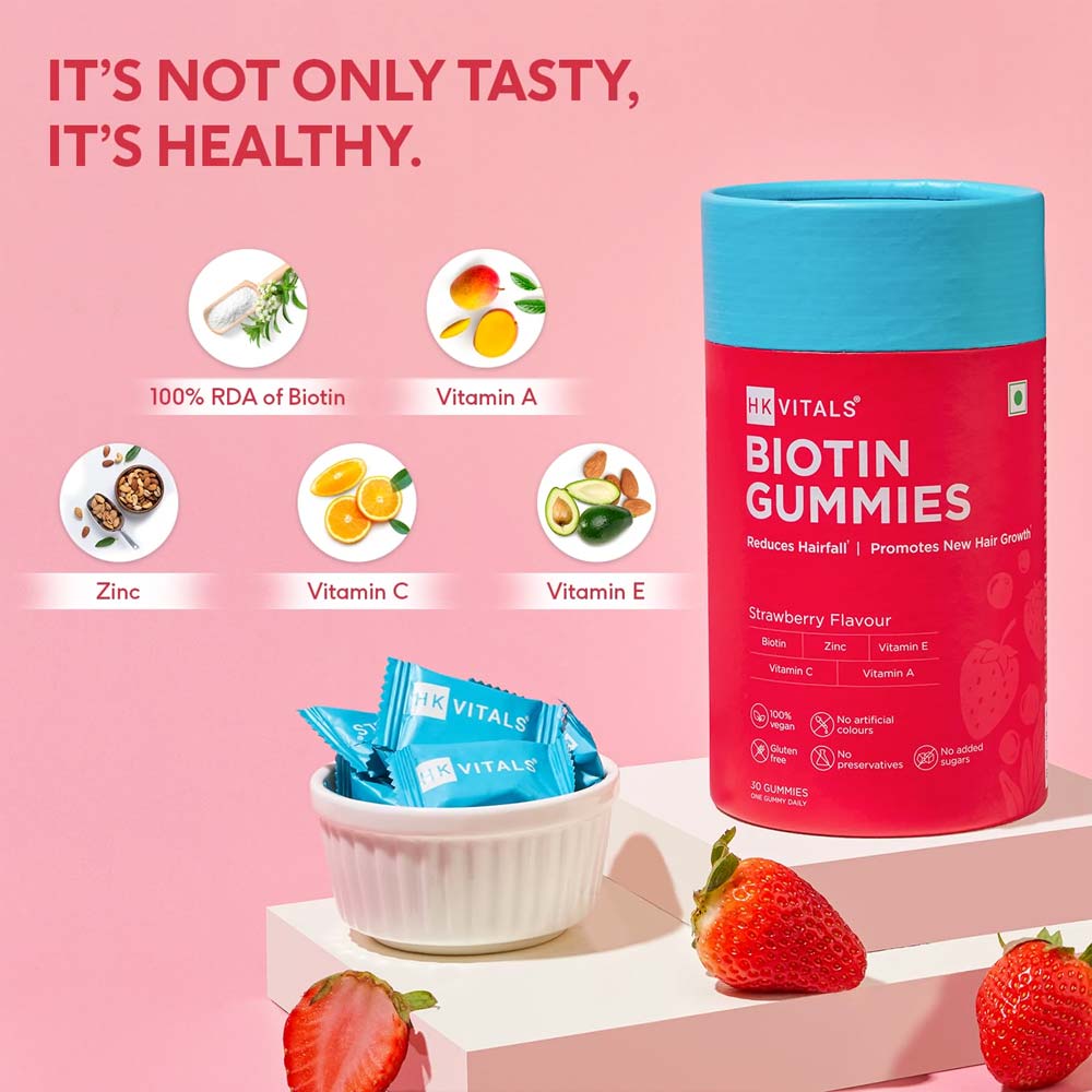 10 - HealthKart HK Vital Biotin OP,  30 gummies  Strawberry 