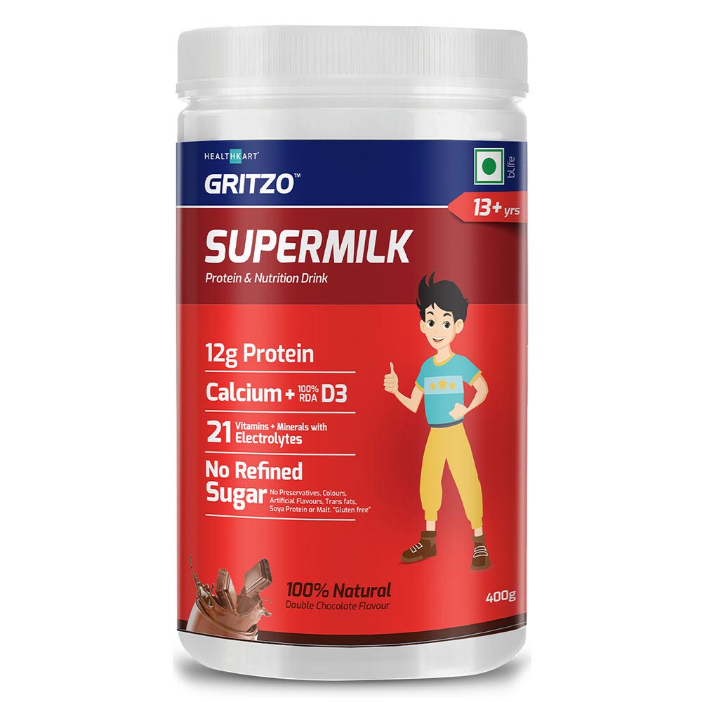 Gritzo Supermilk Protein Shake for Teen Athletes, 400 g Double