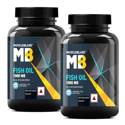 MuscleBlaze Omega 3 Fish Oil (1000 mg), 30 capsules - Pack of 2