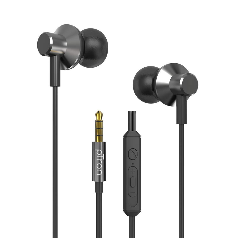 1 - Ptron Pride Lite HBE Wired Earphones,  Gray 