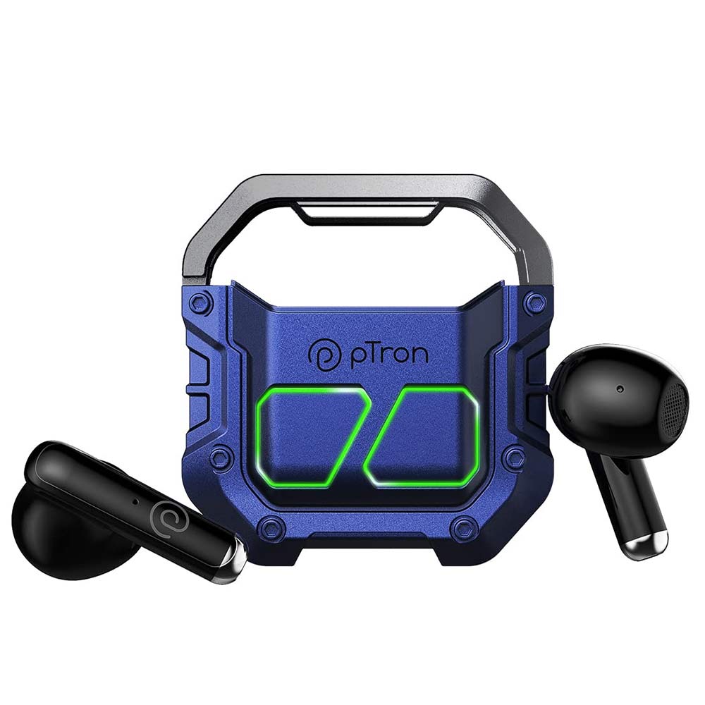 1 - Ptron Bassbuds Xtreme TWS,  Blue & Black 