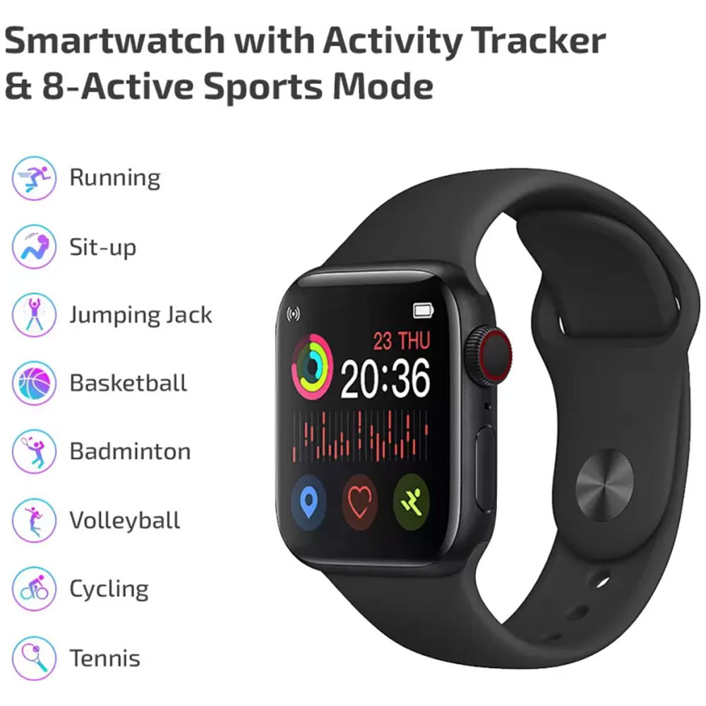 2 - Ptron Pulsefit P261 Smartwatch,  Black  Free Size 