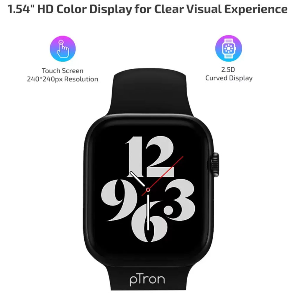 3 - Ptron Pulsefit P261 Smartwatch,  Black  Free Size 