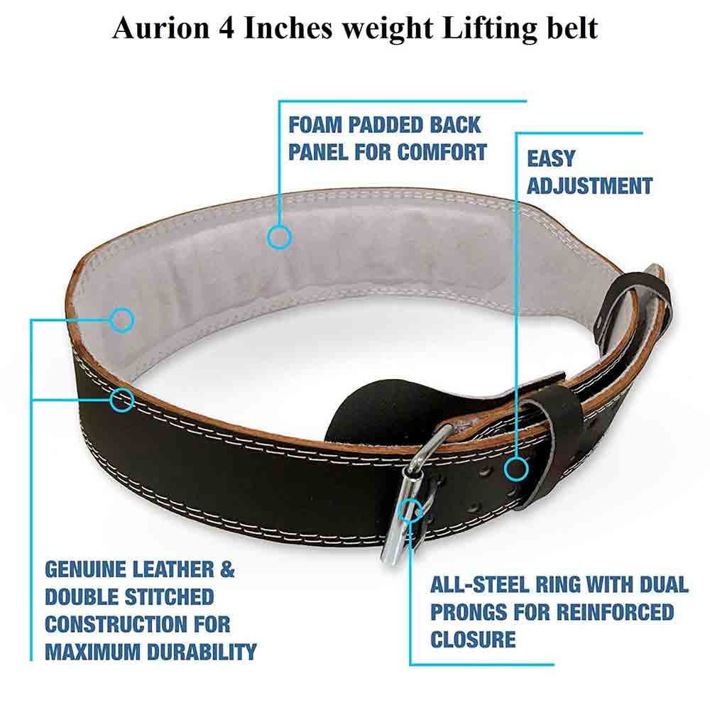 5 - Love4ride Genuine Leather Weight Lifting Belt,  Black  S 