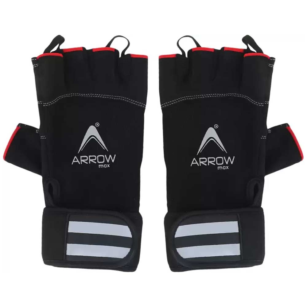 4 - Arrowmax Panther Sports and Gym Gloves,  Black & Red  Free Size 