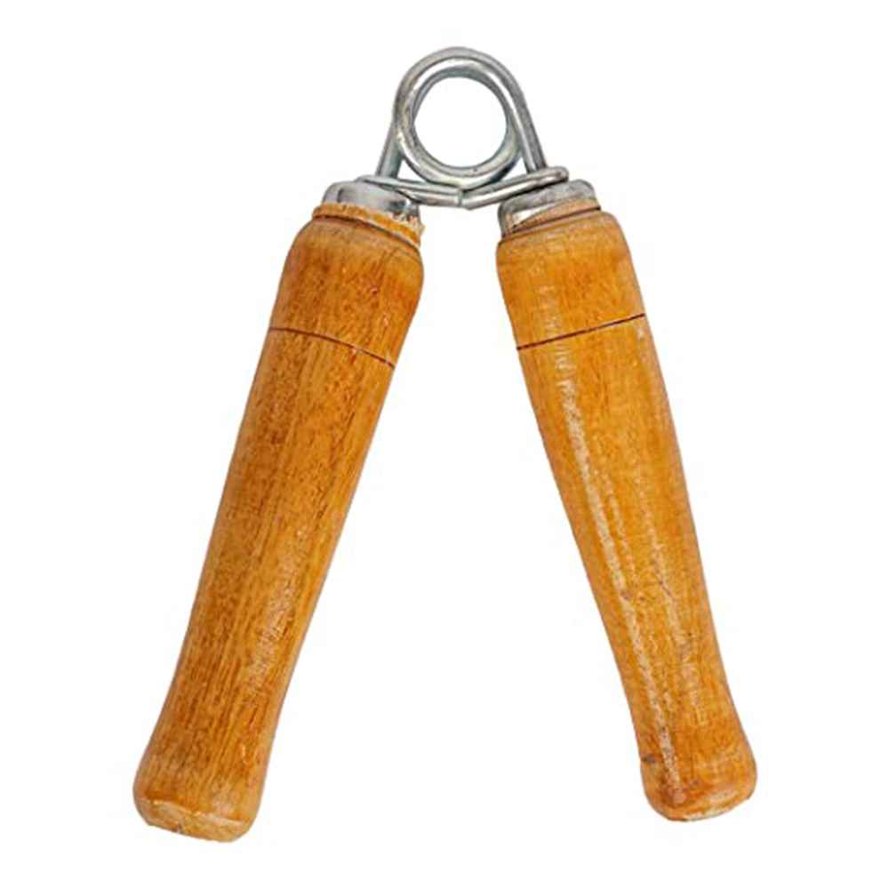 1 - K Kudos Wooden Hand Grip Strengthener,  Brown & Silver 