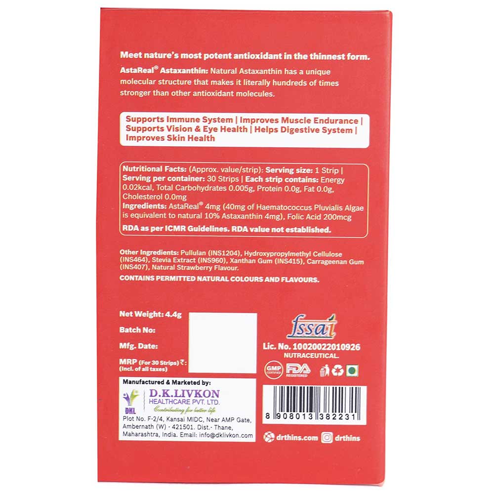2 - Dr.Thins Astaliv with Natural Astaxanthin & Folic Acid,  Natural Strawberry  30 Strip(s) 
