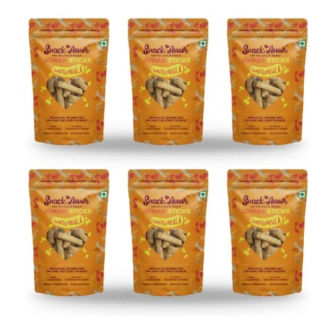 SnackAmor Jowar Sticks, Tomato Masala (Pack of 6) 50 g
