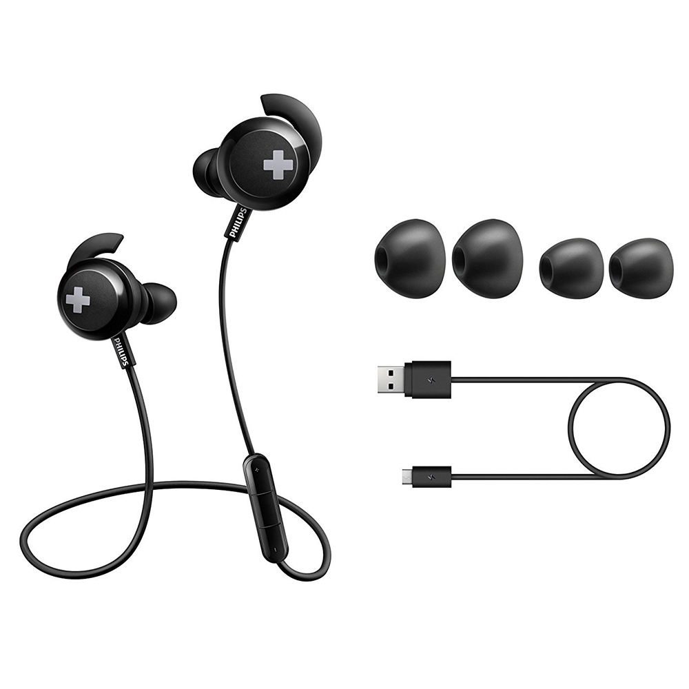 3 - Philips Bass+ SHB4305 Wireless Headphones,  Black 