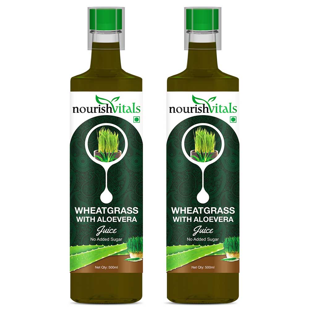 NourishVitals WheatGrass & Aloevera Juice,  Unflavoured (Pack of 2)  0.5 L 