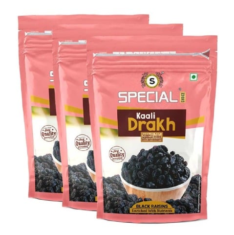 1 - Special Choice Kali Drakh (Black Raisins),  250 g  Seedless (Pack of 3) 