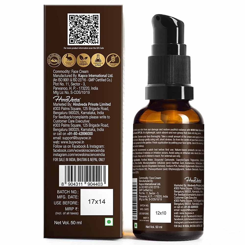 4 - WOW Skin Science Day Face Cream,  50 ml  for All Skin Types 