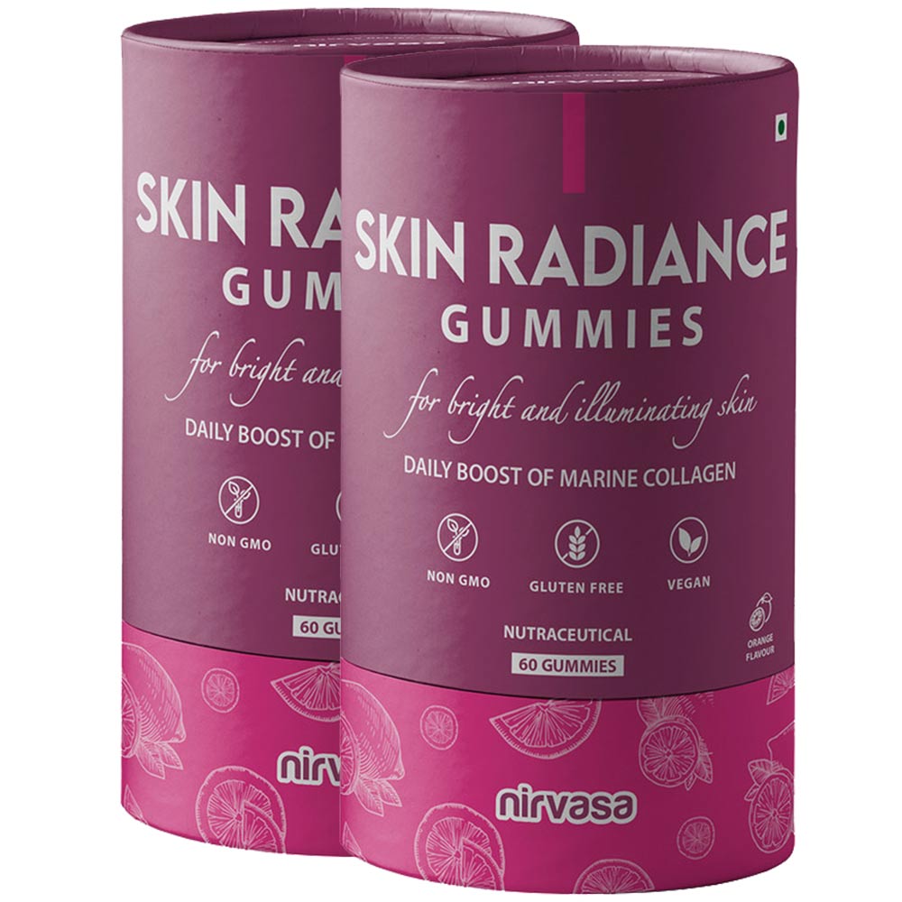 1 - Nirvasa Skin Radiance,  60 gummies  Orange ((Pack of 2) 