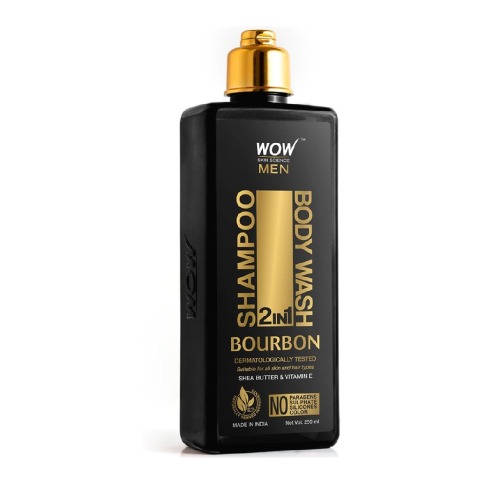 1 - WOW Skin Science Bourbon 2-in-1 Shampoo + Body Wash,  250 ml  Shea Butter & Vitamin E 