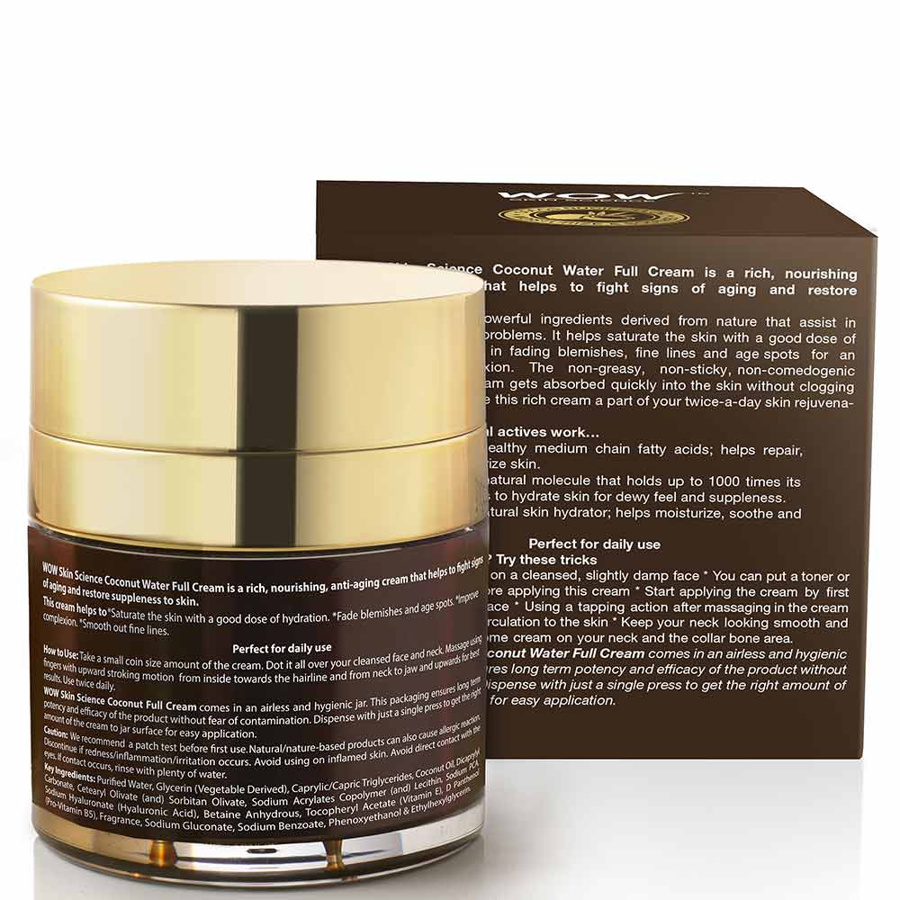 3 - WOW Skin Science Coconut Water Full Cream,  50 ml  with Hyaluronic Acid 